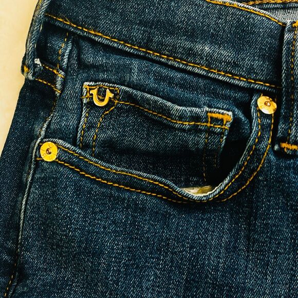 True Religion Halle Mid Rise Super Skinny Jeans Womens Size 27 Dark Wash Stretch - Picture 10 of 16